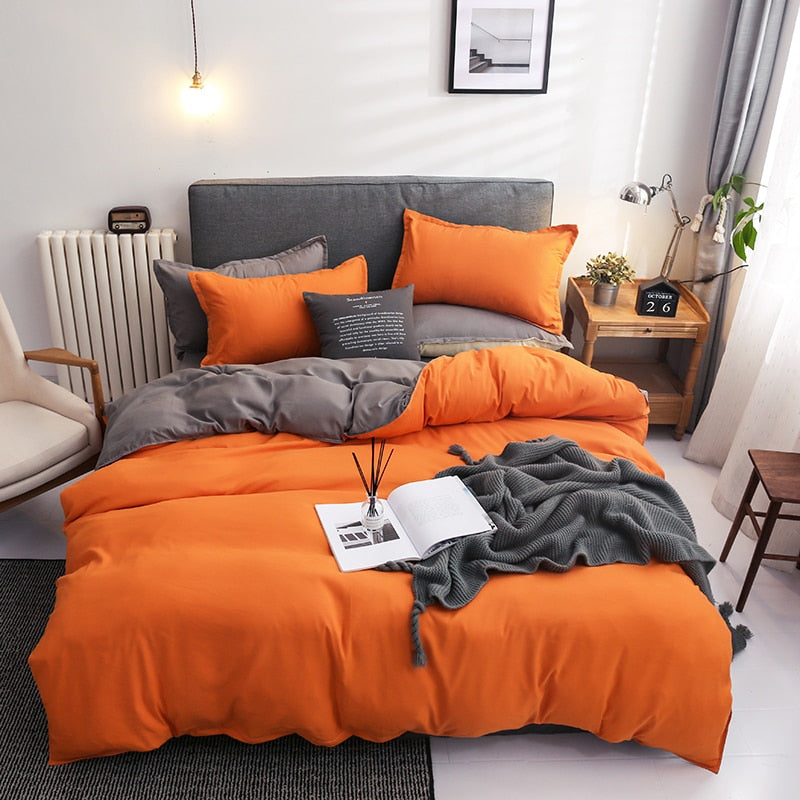 Wendebettwäsche-Set in Orange und Grau