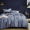 Graublaues, einfarbiges Bettwäscheset aus 100 % Baumwolle