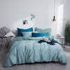 Bettwäsche-Set, einfarbig, 100 % Baumwolle, Türkisblau