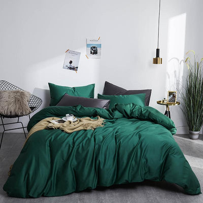 Bettwäsche-Set aus 100 % Baumwolle, einfarbig, Grün