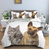 Bettbezug mit Schäferhund und Katze