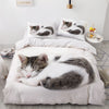 Weißer Bettbezug mit Ceylon-Katze