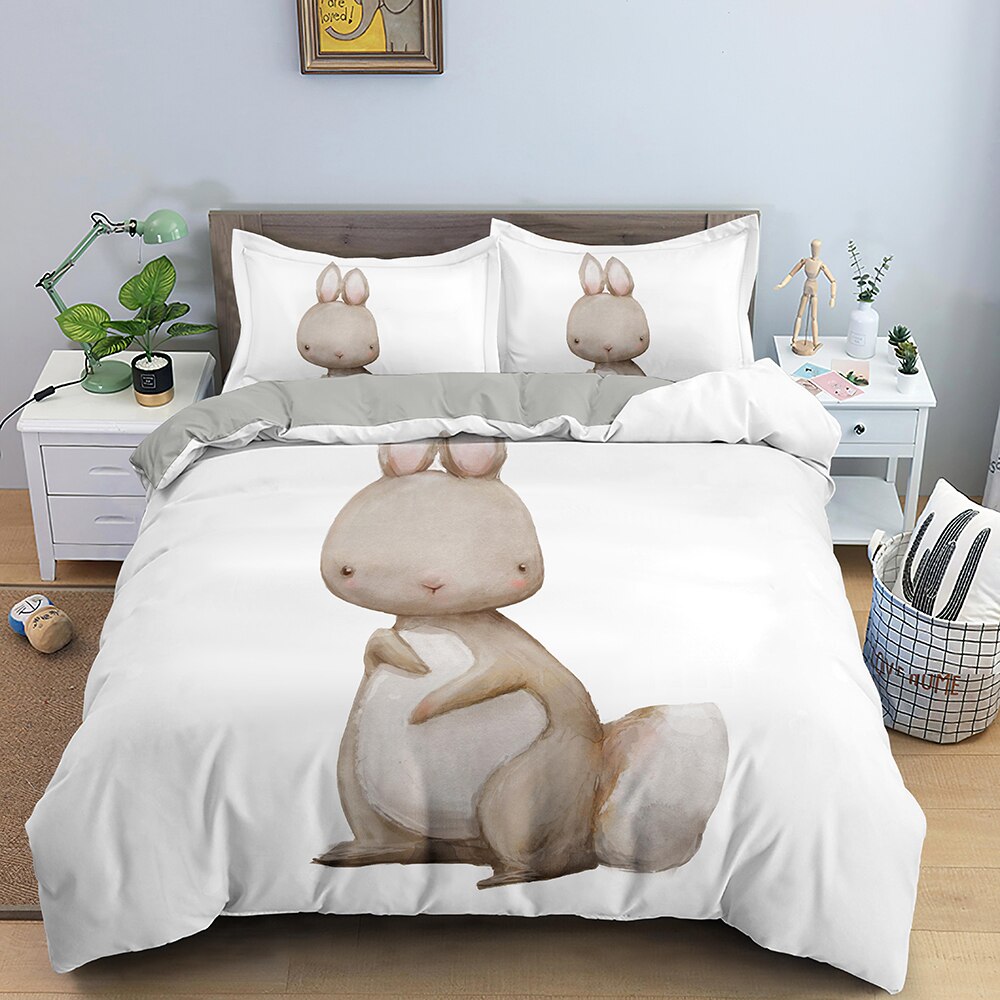 Weißer Hasen-Bettbezug für Kinder