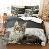 Grauer und weißer Maine-Coon-Katzen-Bettbezug