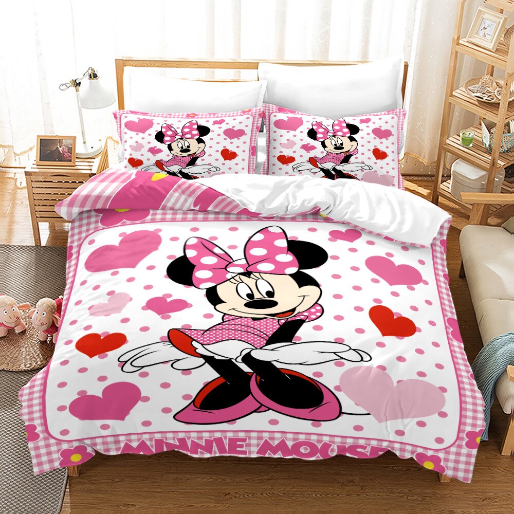Minnie Mouse Bettbezug mit rosa Herzen