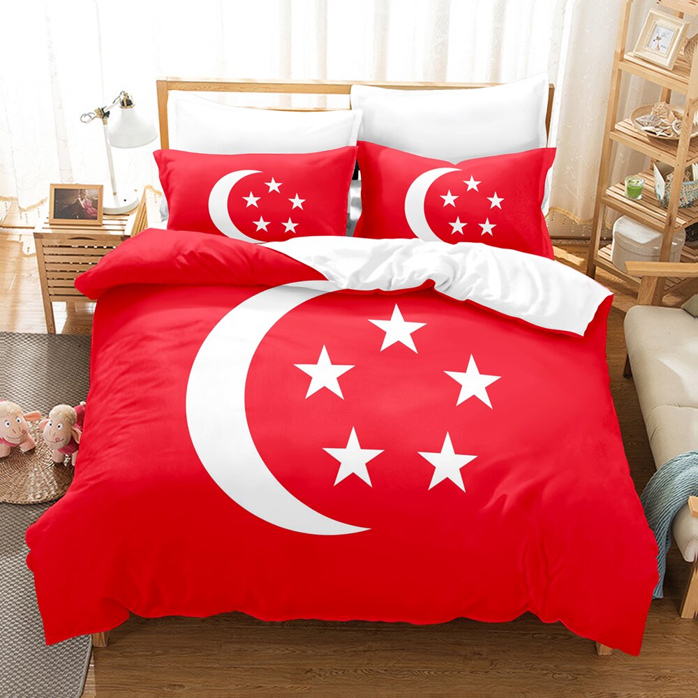 Bettbezug mit Singapur-Flagge