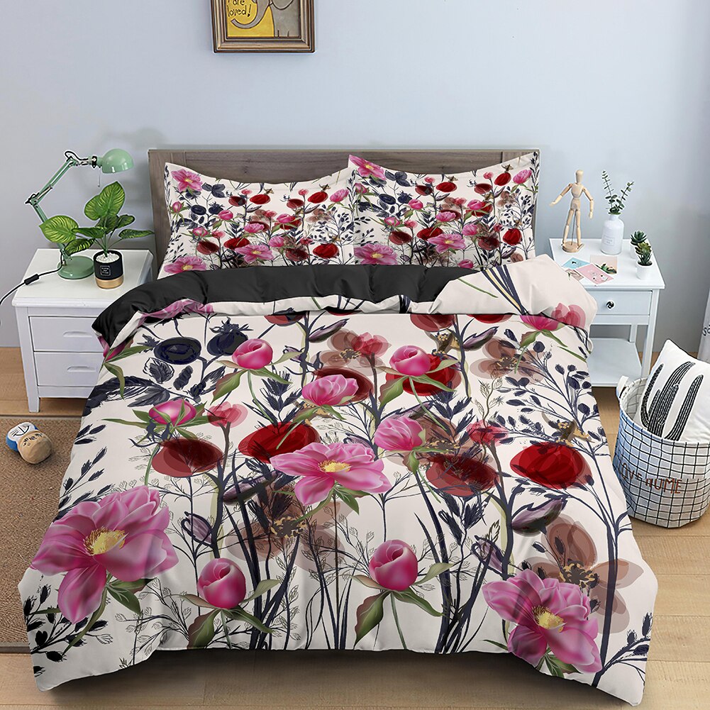 Bettbezug mit rosa Blumen