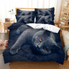Grauer Bettbezug mit Chartreux-Katze