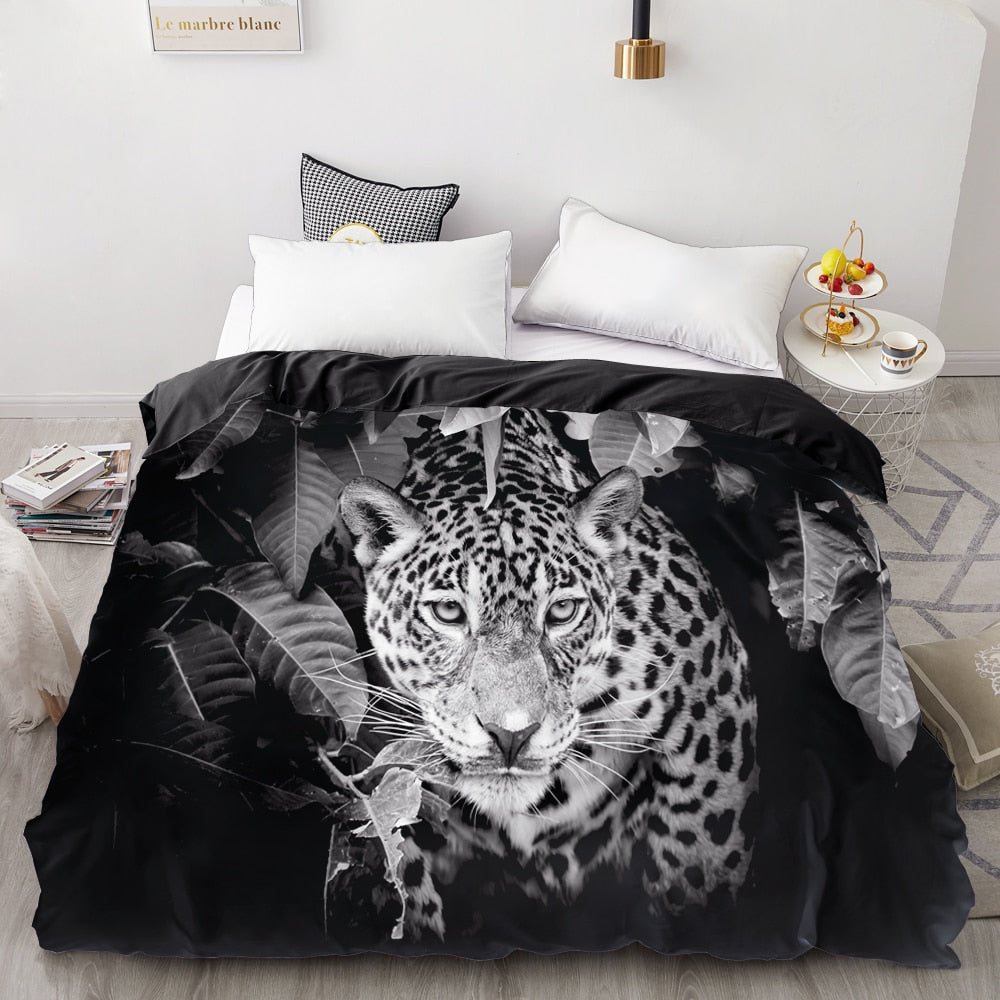 Schwarz-weißer Leoparden-Bettbezug