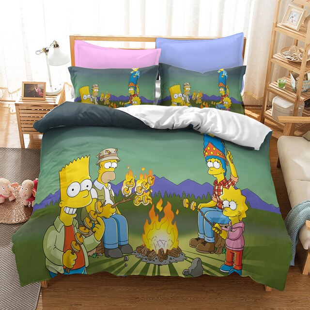 Bettbezug Die Simpsons rund um das Feuer