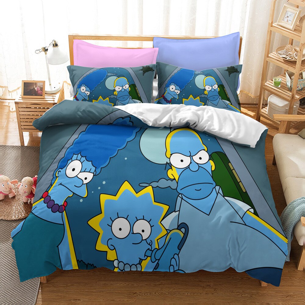 Blauer Simpsons-Bettbezug