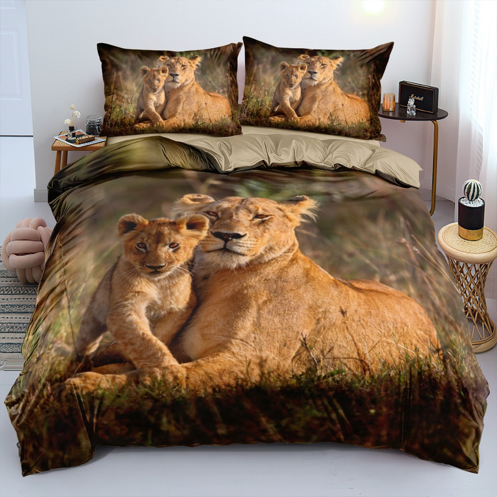 Bettbezug „Löwin und Jungtiere“.