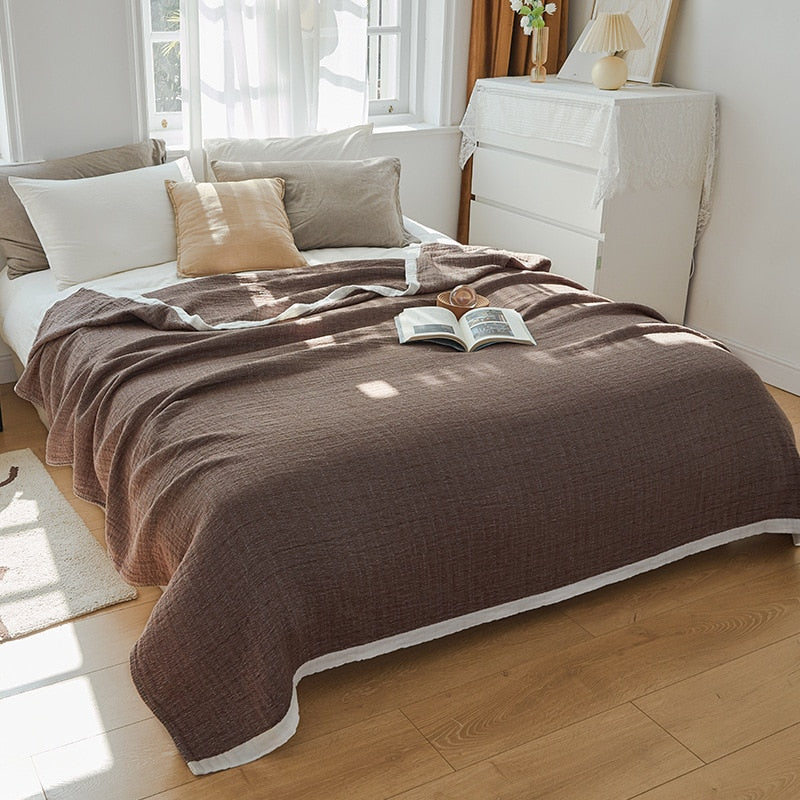 Brauner Bettbezug aus Baumwollgaze