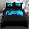 Schwarzer und blauer Wolf-Bettbezug