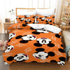 Orangefarbener Bettbezug mit Mickey-Kopf