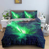 Grün leuchtender psychedelischer Bettbezug