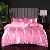 Rosa glänzendes Satin-Bettbezug-Set