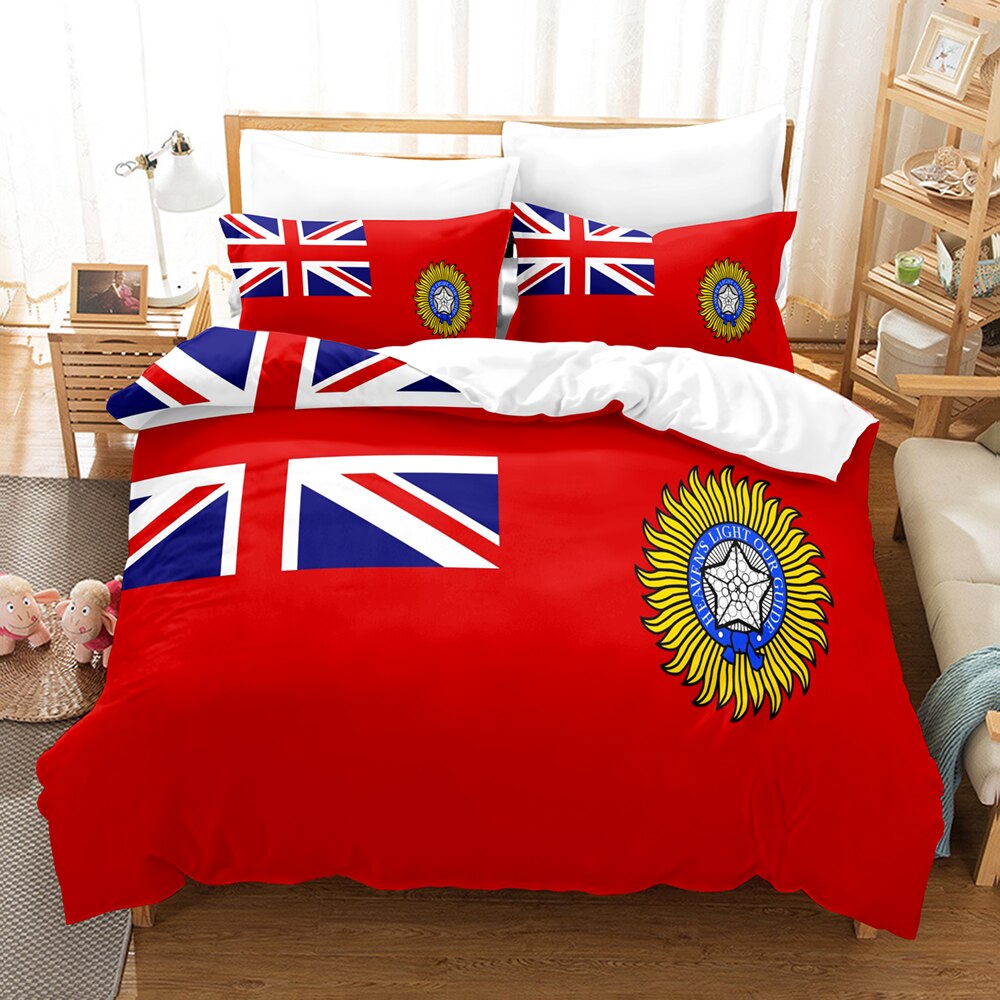 Roter Bettbezug mit England-Flagge