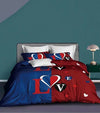 Roter und blauer Love-Bettbezug