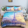 Bettbezug mit Eiffelturm und Sonnenuntergang