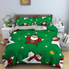 Grüner Bettbezug mit Weihnachtsmann und Schneemann
