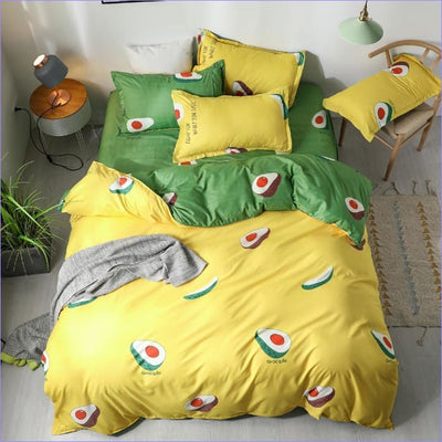 Zweifarbiger Avocado-Bettbezug