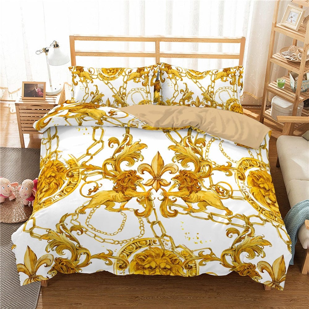 Barocker Bettbezug in Gold und Weiß