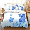 Blauer Blumen-Weiß-Bettbezug