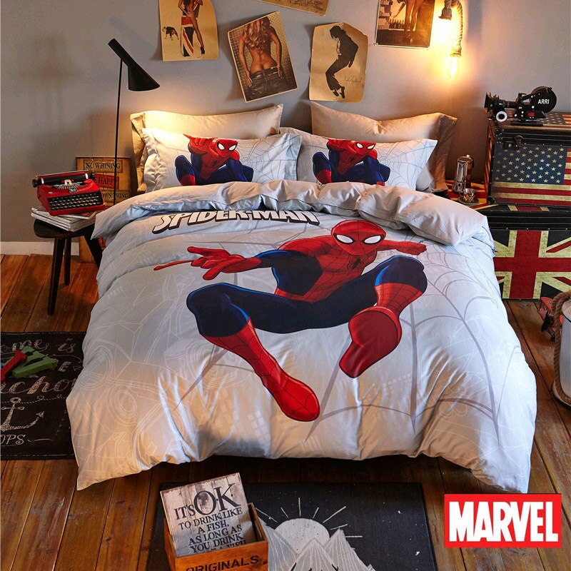 Marvel Spider Man Weißer Bettbezug aus 100 % Baumwolle