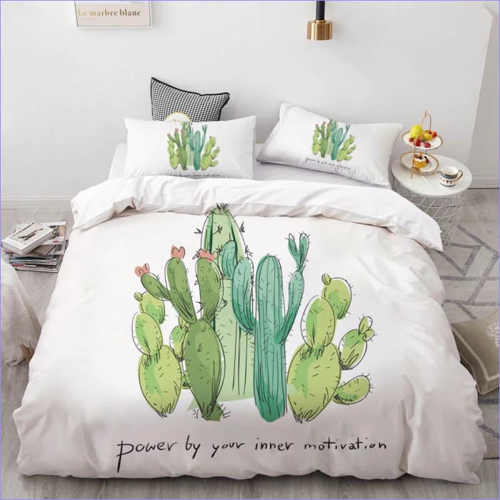 Weißer Bettbezug mit Kaktusmuster