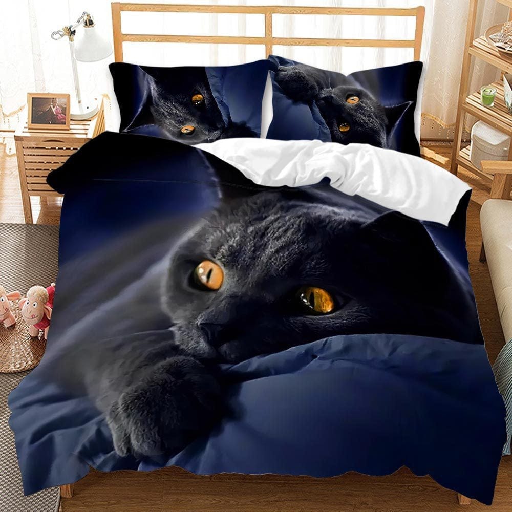 Bettbezug „Kätzchen“, Blau, für 2 Personen