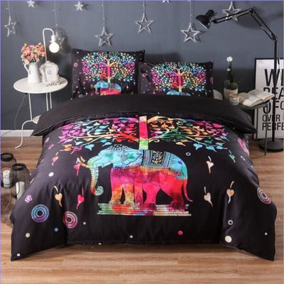 Böhmischer Elefanten-Bettbezug, mehrfarbig