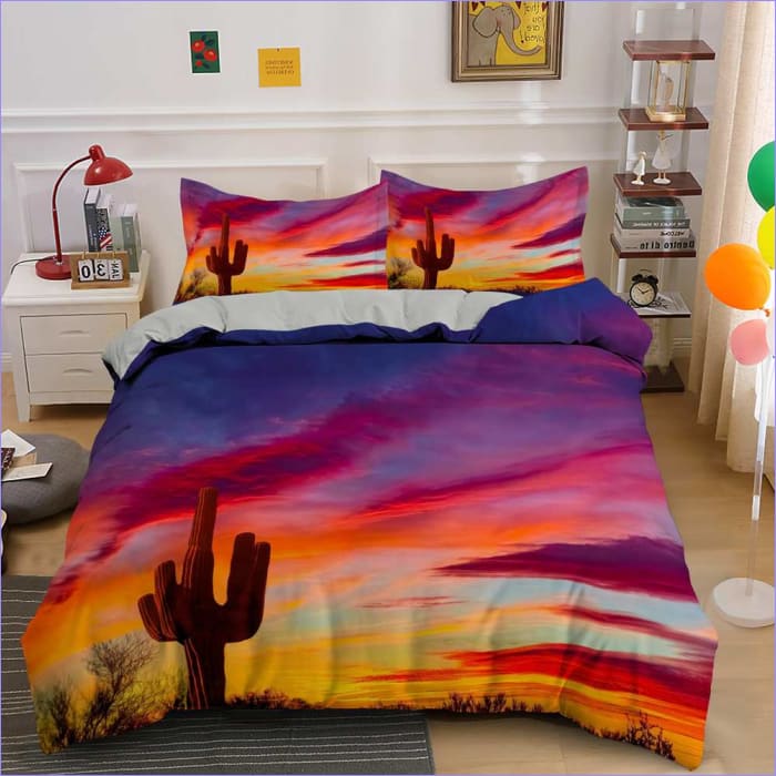 Bettbezug „Sonnenuntergang-Kaktus“.