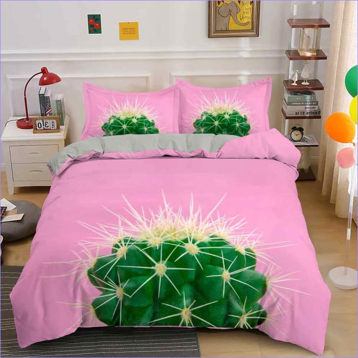 Rosa Gymnocalycium-Kaktus-Bettbezug