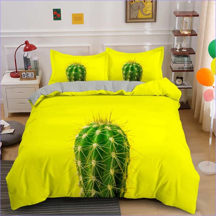 Gelber Pachycereus-Kaktus-Bettbezug