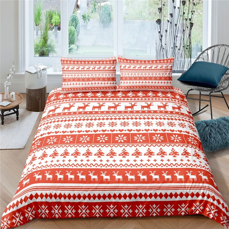 Rot-weißer Chalet-Bettbezug 220 x 240