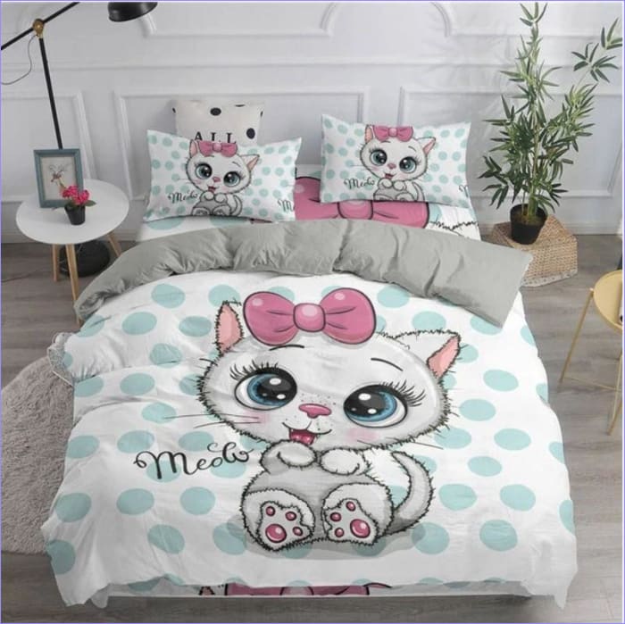 Mädchen-Katzen-Bettbezug