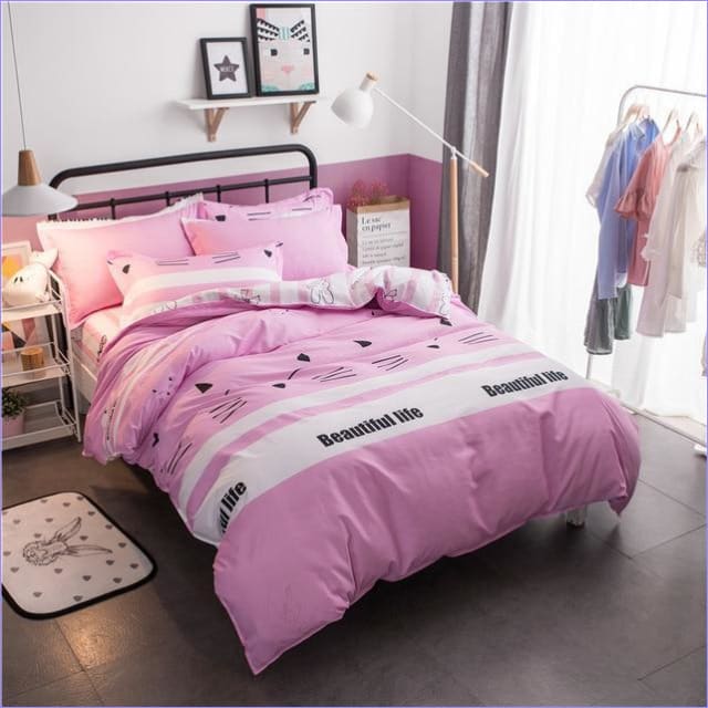 Bettbezug mit rosa Katze für Mädchen