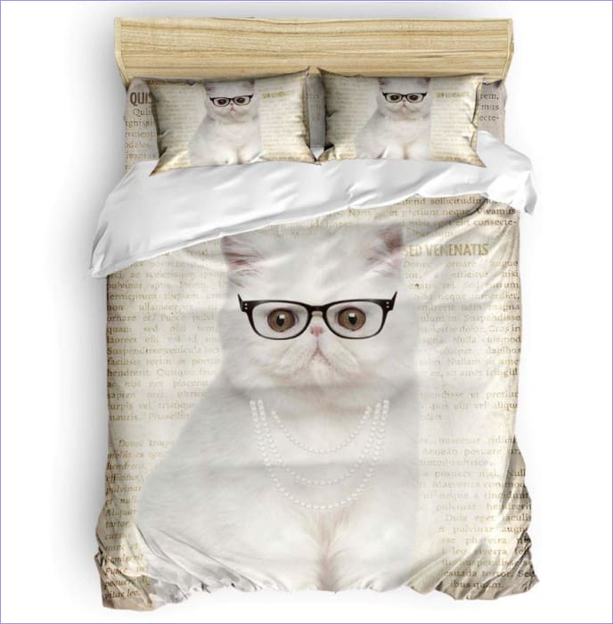 Bettbezug mit Katze und Brille