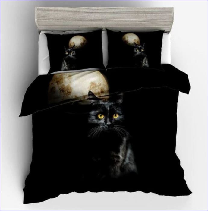 Bettbezug mit schwarzer Katze, 140 x 200