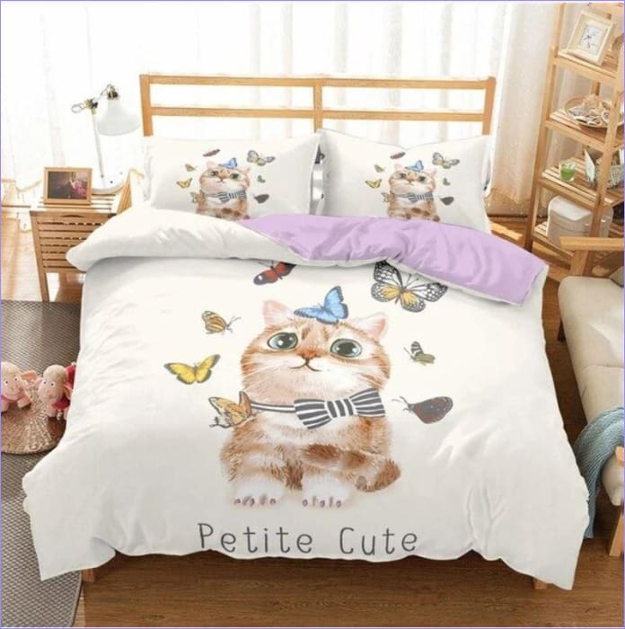 Bettbezug mit Schmetterlingen und Kätzchen