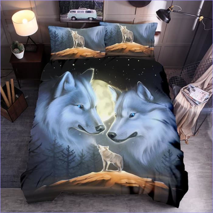 Bettbezug mit Wolf-Hundezeichnung