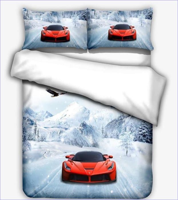 Ferrari auf Schnee-Bettbezug