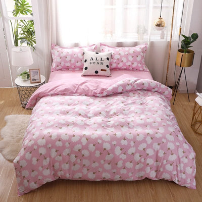 Bettbezug mit rosa Blumenmuster