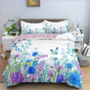 Blauer und lila Blumen-Bettbezug