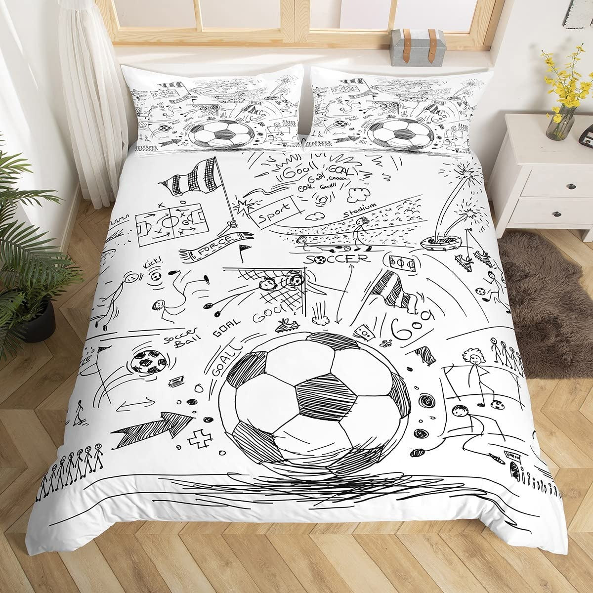 Fußball-Doodles-Bettbezug