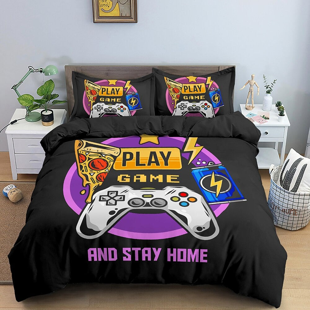 Gamer Play Game And Stay Home Bettbezug
