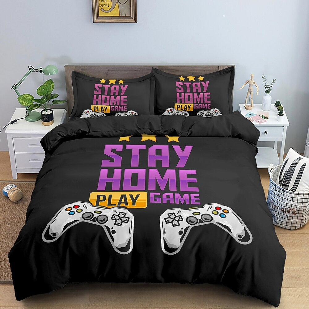 Gamer Stay Home Play Game Bettbezug