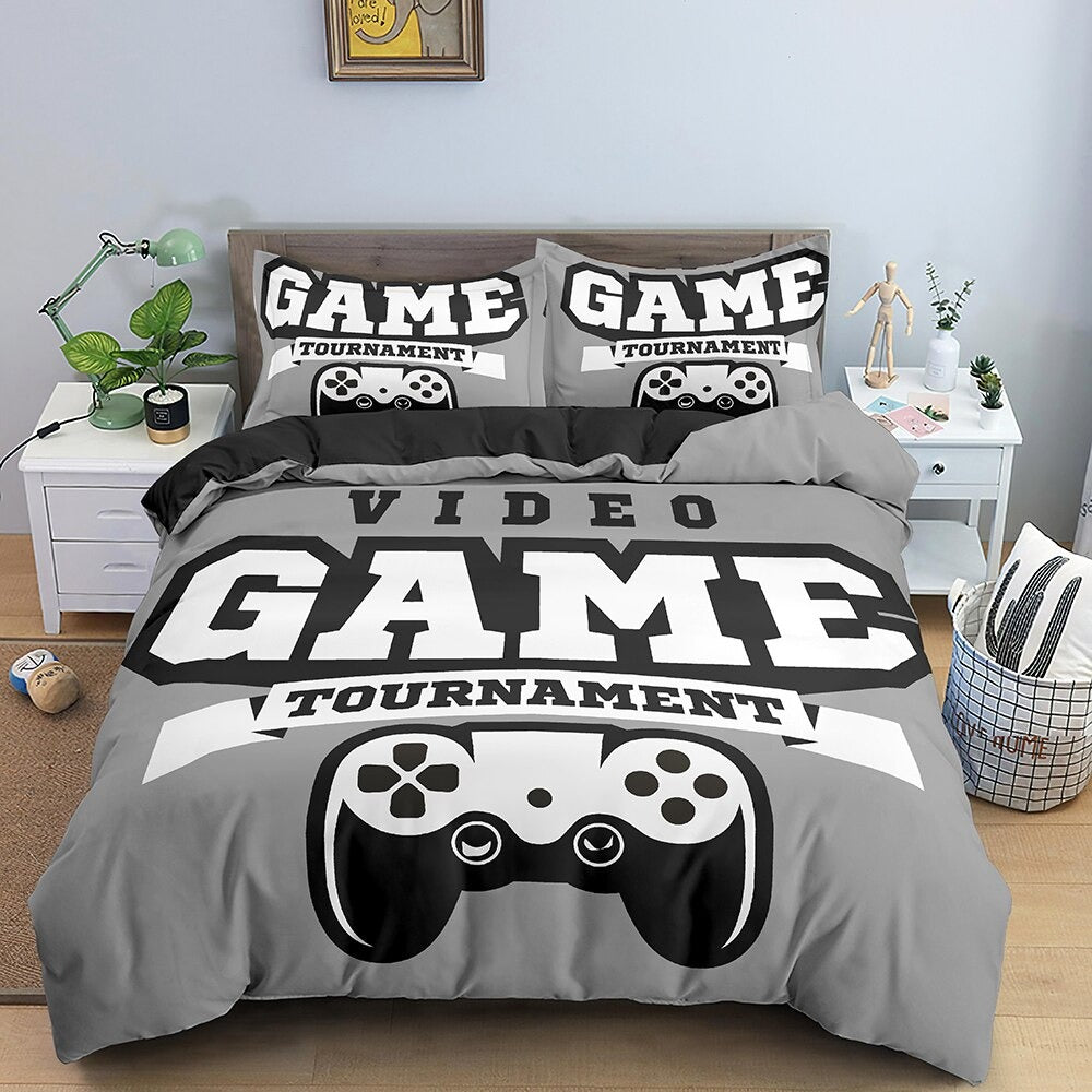 Gamer Tournament Grauer Bettbezug