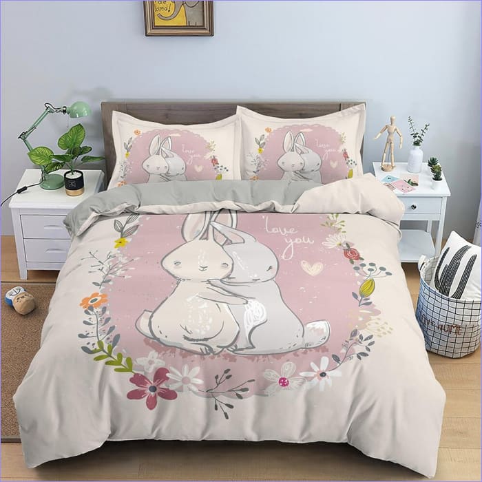 Hasenpaar liebt dich Bettbezug